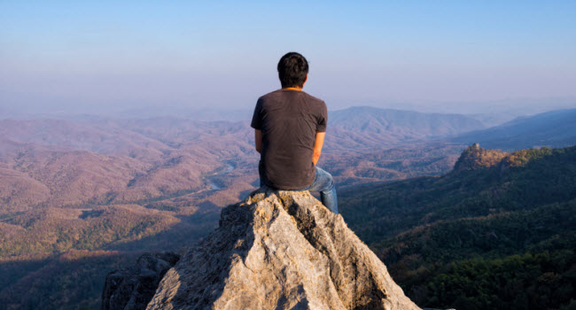 sitting on mountain