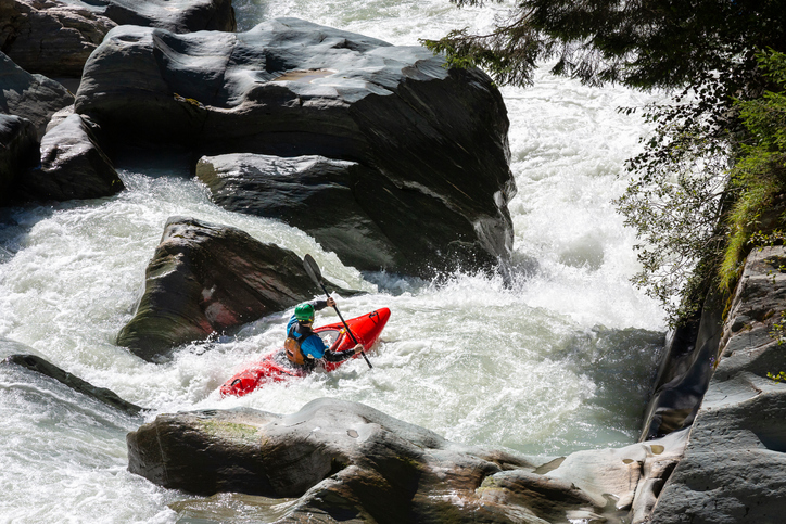Kayaker in white water
