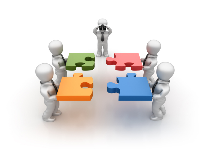 Business Character with Binoculars - 3D Rendering